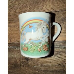 Vintage Unicorn Rainbow Animal Butterfly Magical Novelty Mug Papel Made in USA